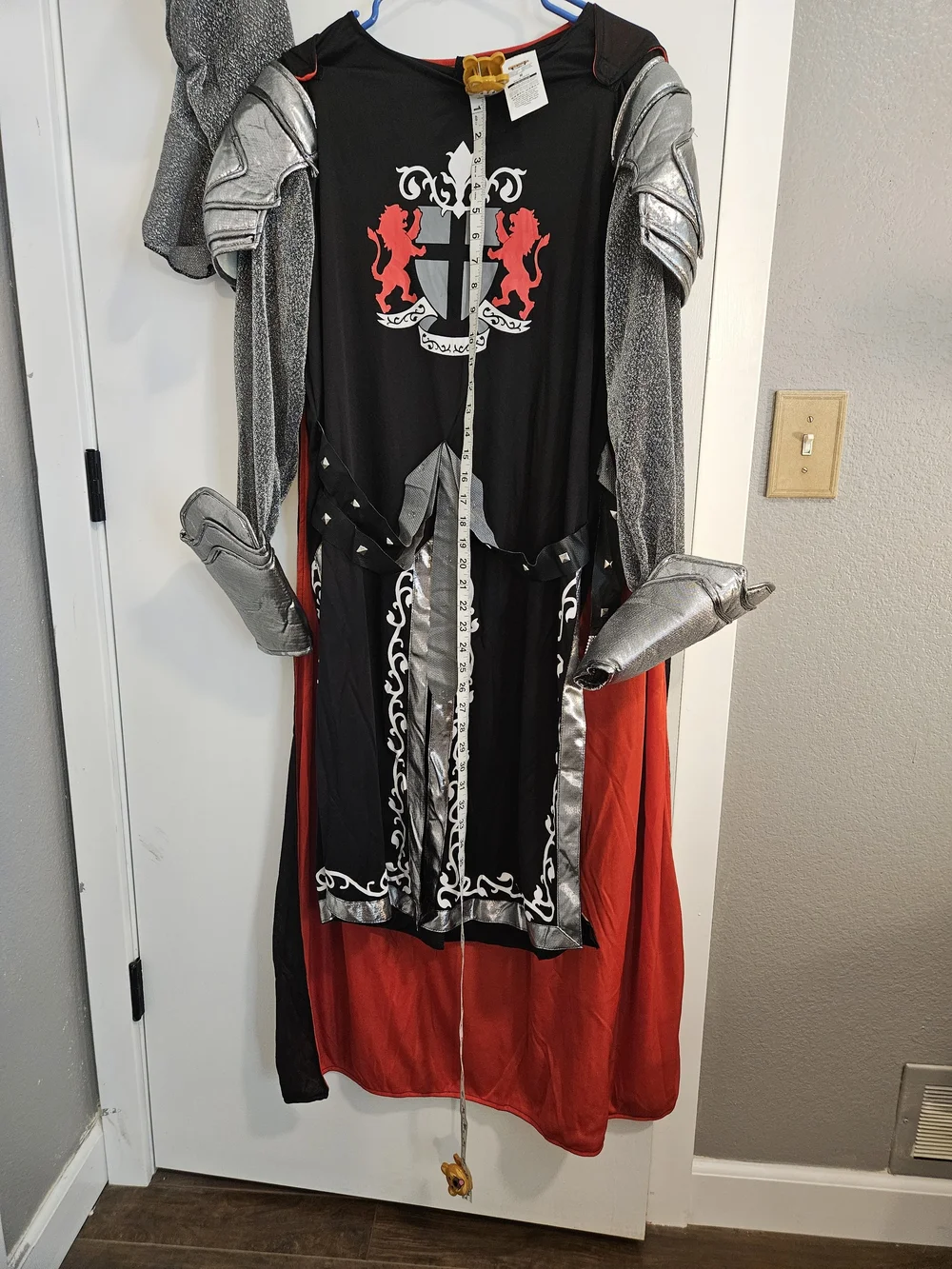 Medieval Knight Costume - Black, Red & Silver Teen